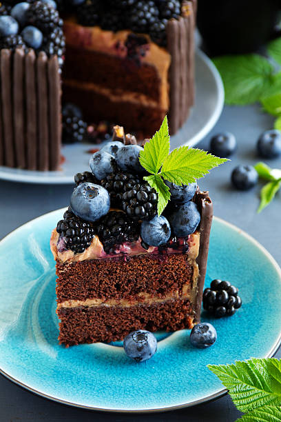 istock Chocolate cake with blueberry and BlackBerry. 535489045