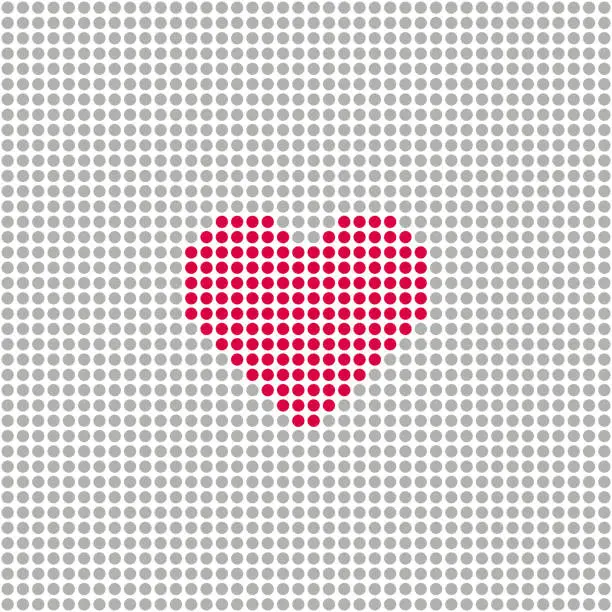 Vector illustration of Square with grey circles and red heart