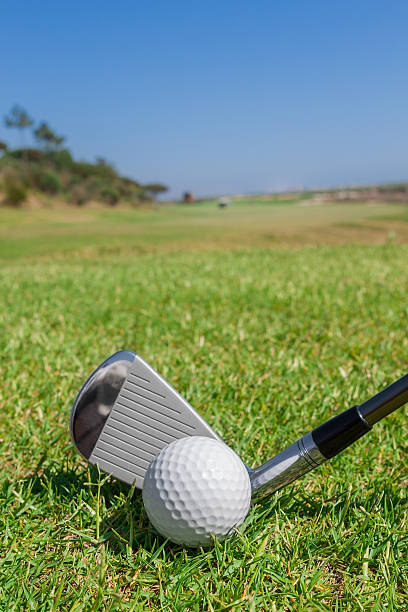 istock Putters and ball on green field. Close-up. 535490253