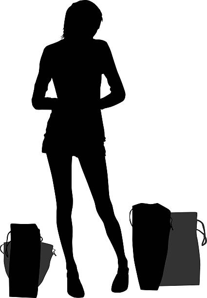 Silhouette of a girl with bags