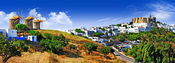 View of Chora and windmills