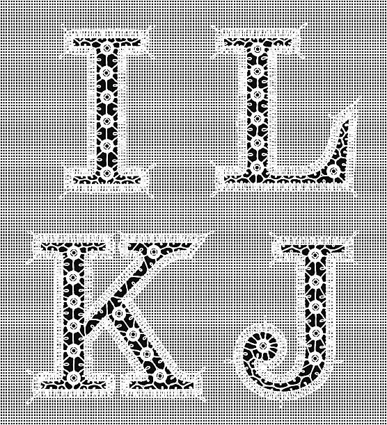 Vector illustration of White Lace. Letters I, L, K, J.