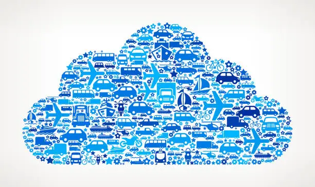 Vector illustration of Blue Cloud On Transportation royalty free vector art Pattern