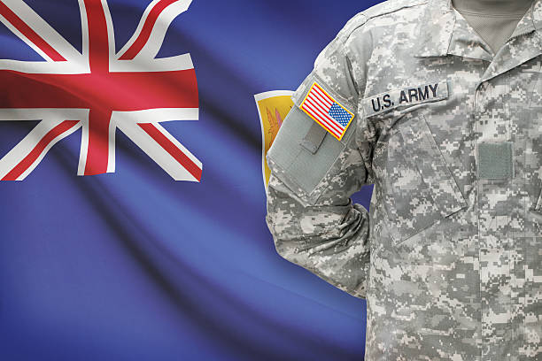 istock American soldier with flag - Turks and Caicos Islands 535494007