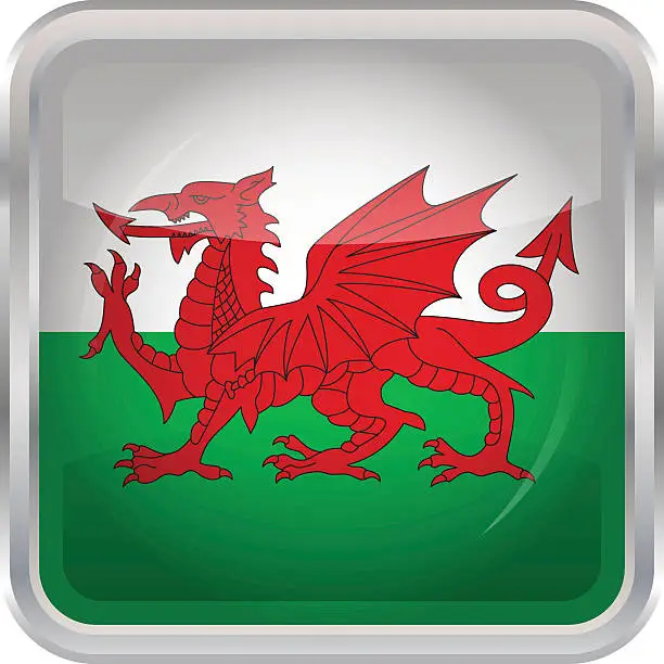 Vector illustration of Glossy Button - Flag of Wales