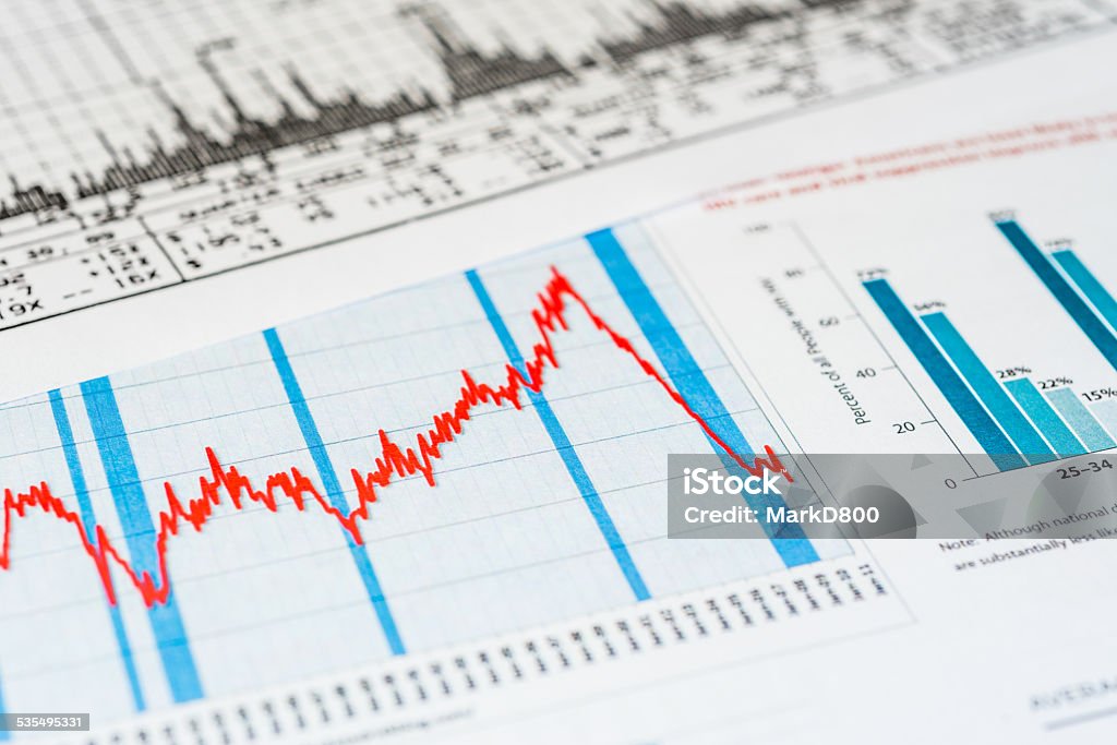 Stock market crash Stock market crash, graphics of the crisis on the table 2015 Stock Photo