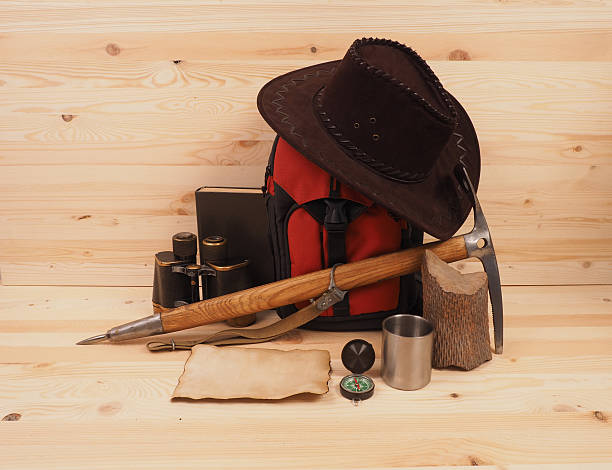 istock Concept. scene expedition in retro style 535496350