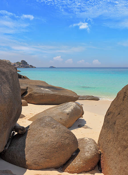 istock The white sand beach adjacent to the great brown cliffs 535496798