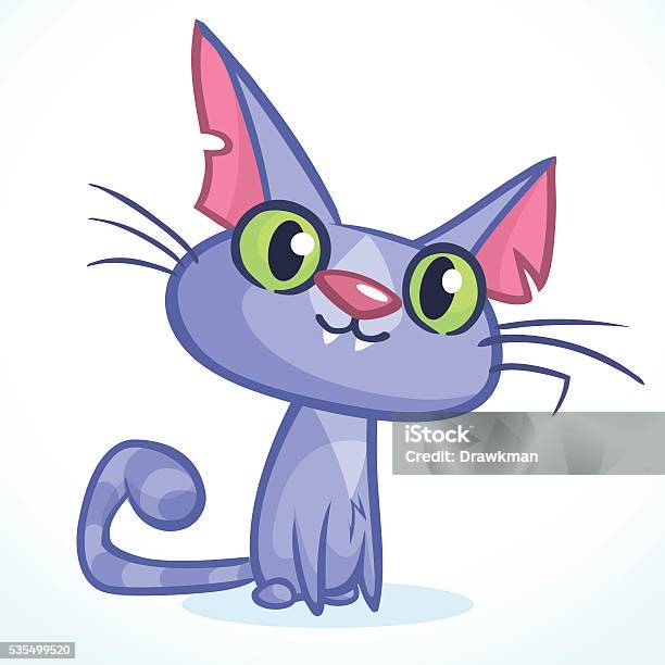Ilustrasi Vektor Kucing Gemuk Biru Tersenyum Lucu Ilustrasi Stok