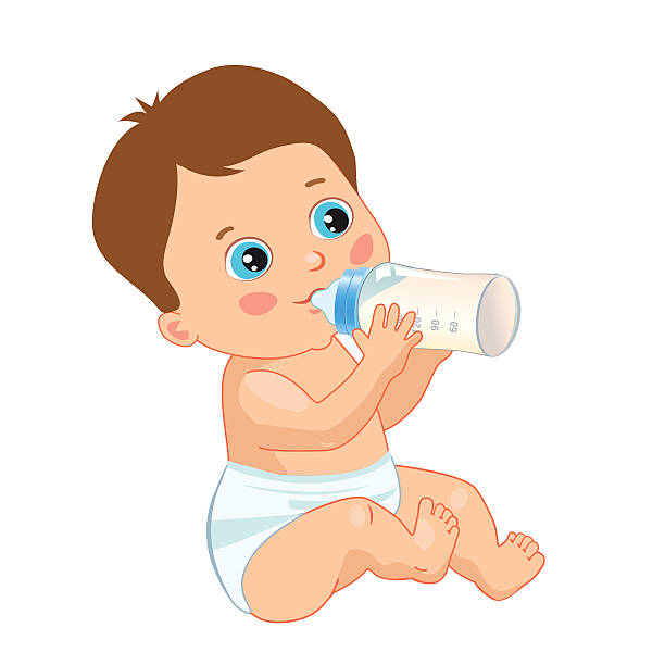 Infant Child Baby Toddler Sitting And Drinking Stock Illustration -  Download Image Now - Baby - Human Age, Drinking, Milk - iStock