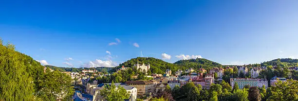 Panorama of spa town Karlovy Vary, Czech Republic