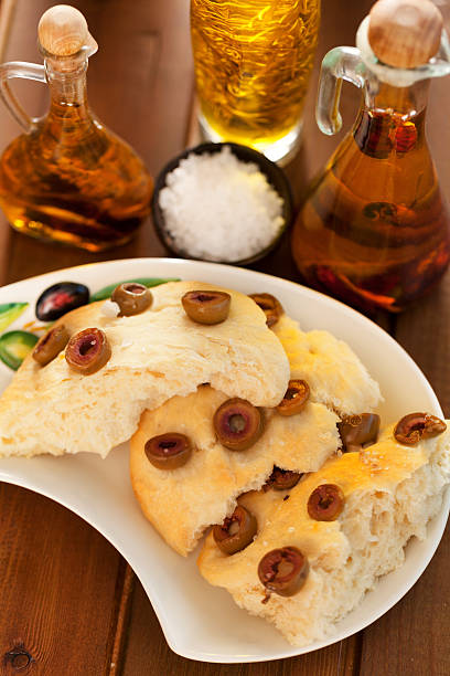 istock Focaccia with green olives 535504958
