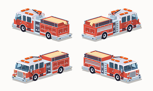 niskie poli wóz strażacki - fire engine flash stock illustrations