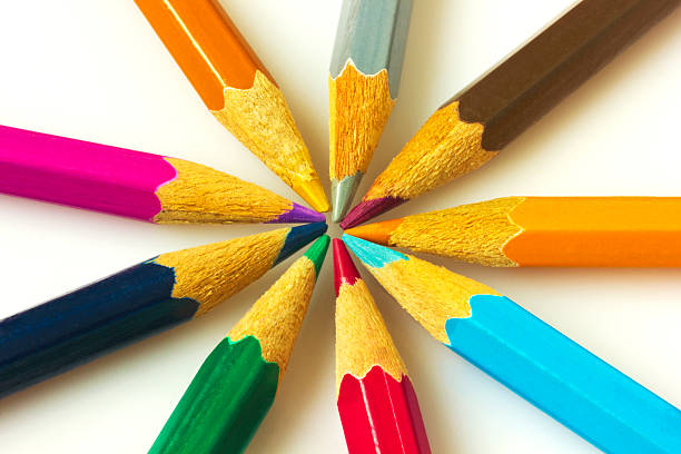 istock Colorful pencils on white background 535505906