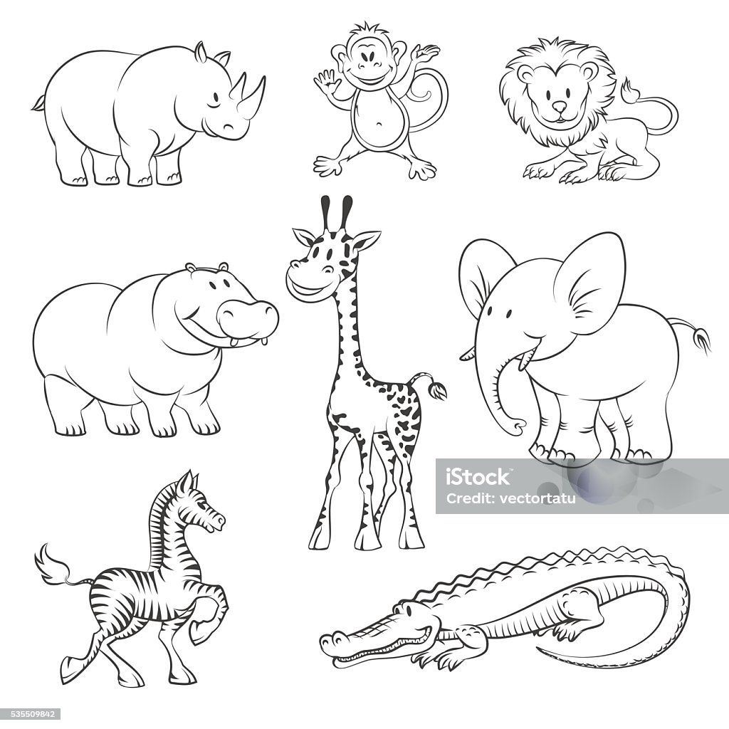 Safari And Jungle Vector Animals Stock Illustration - Download Image Now -  Drawing - Activity, Animal, Lion - Feline - iStock