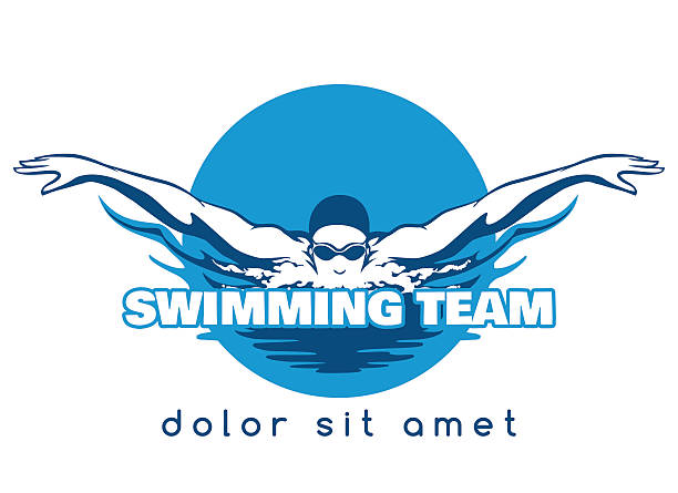 Swimming Team Vector Logo Swimming Logo. Swimmer icon with caption. Swimming or Swimmer Logo. Vector illustration swimming stock illustrations