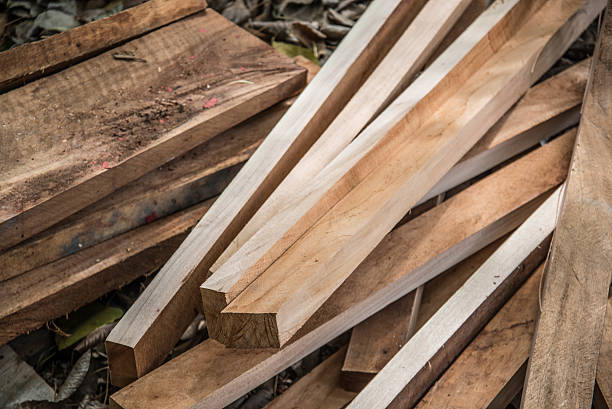 istock Many Wooden bar after carpenter cutted. 535510144