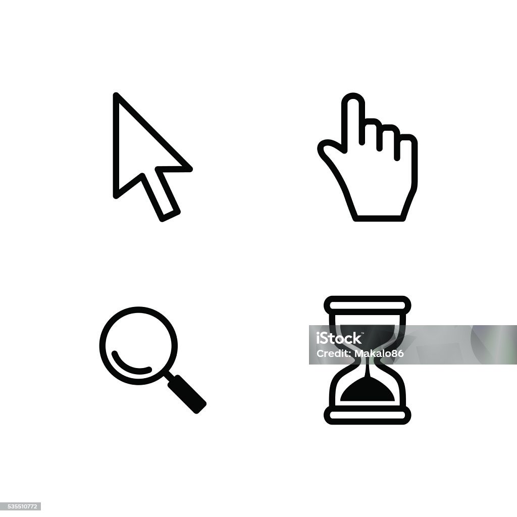 Vector set mouse cursors. Vector cursors, hourglass,  pointer icon. Vector set of cursors for your application, on a white background ,Technology style. Cursor stock vector