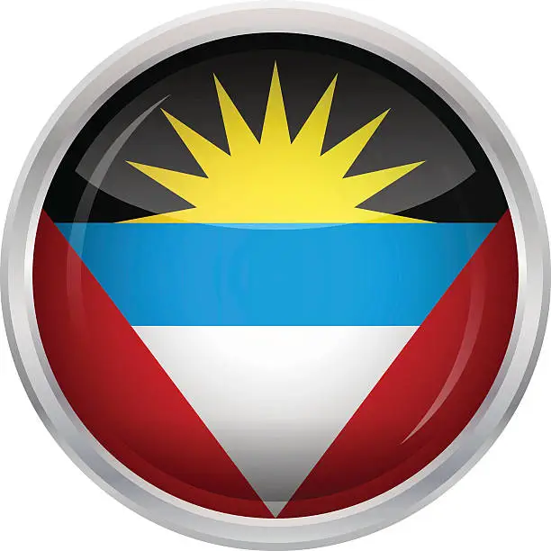 Vector illustration of Glossy Button - Flag of Antigua And Barbuda