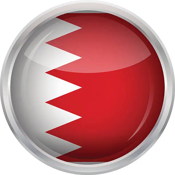 Vector illustration of Glossy Button - Flag of Bahrain