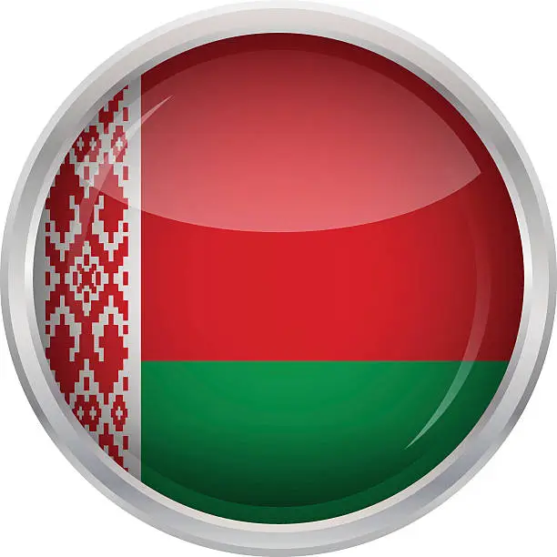 Vector illustration of Glossy Button - Flag of Belarus
