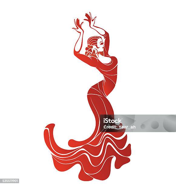 Young Passionate Woman Dancing Flamenco Stock Illustration - Download Image Now - 2015, Adult, Cultures