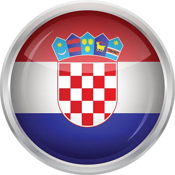 Vector illustration of Glossy Button - Flag of Croatia