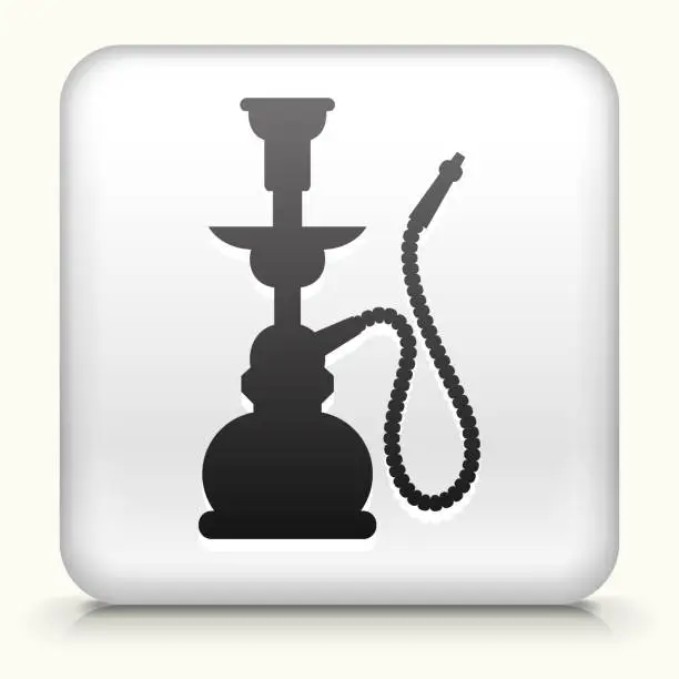 Vector illustration of Square Button with Hookah
