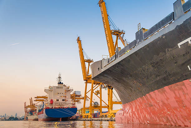 istock Container ship and cargo logistic the harbor in Asia , 535512242