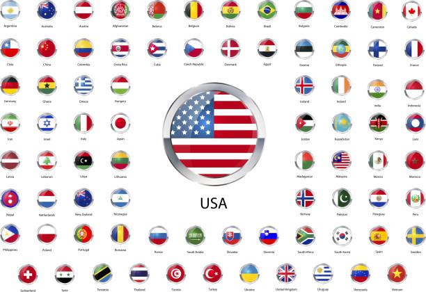istock Round glossy icons flags of world sovereign states 535513244