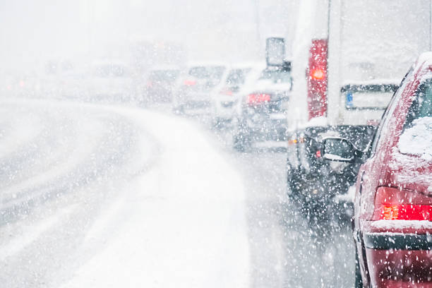 istock Snowy European day traffic 535513437