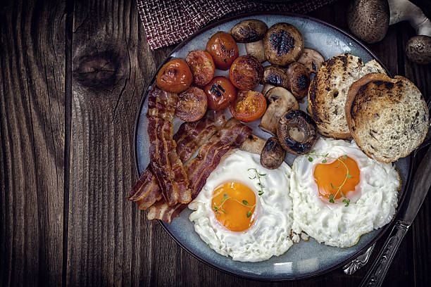 istock English breakfast with eggs, tomatoes, mushrooms, bacon, beans 535513560