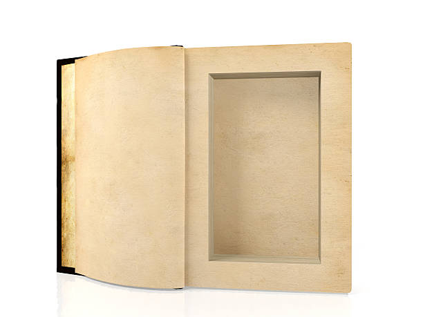 Ancient paper book with hole in middle for hiding something