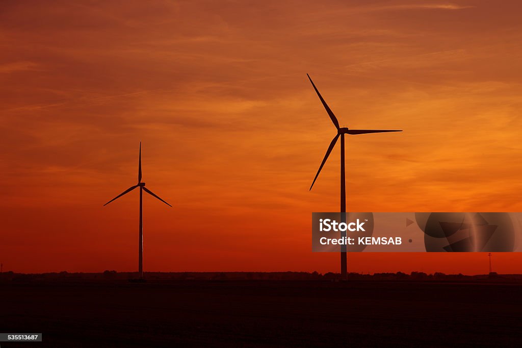 Windmills of the sunset in the background 2015 Stock Photo