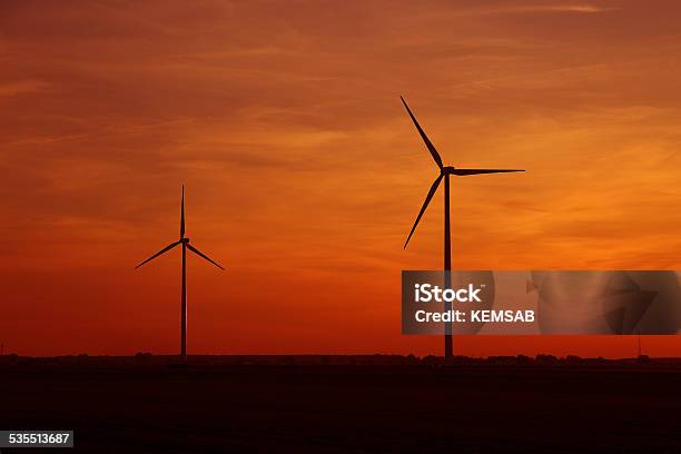 Windmills Of The Sunset In The Background Stock Photo - Download Image Now - 2015, Back Lit, Backgrounds