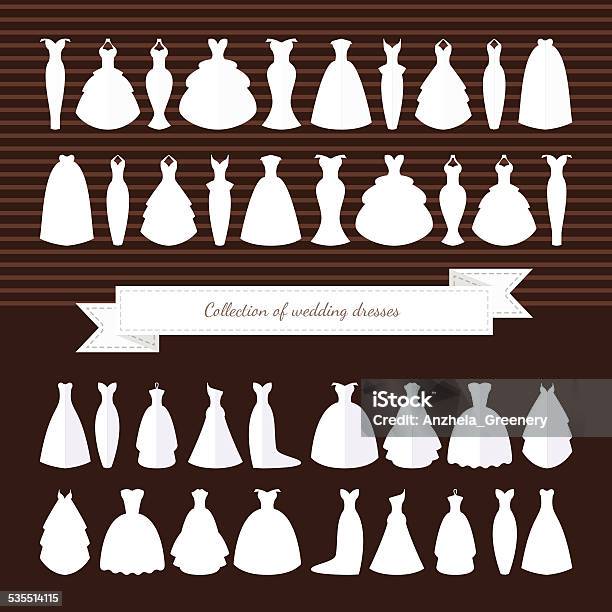 Huge Collection Of Wedding Dresses Wedding Dress Style Illustration Stock Illustration - Download Image Now