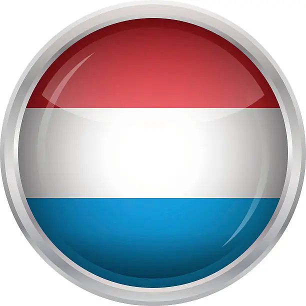 Vector illustration of Glossy Button - Flag of Luxembourg