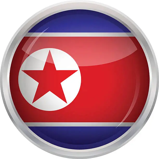Vector illustration of Glossy Button - Flag of North Korea