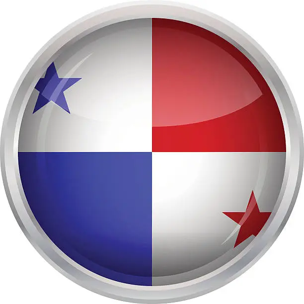 Vector illustration of Glossy Button - Flag of Panama