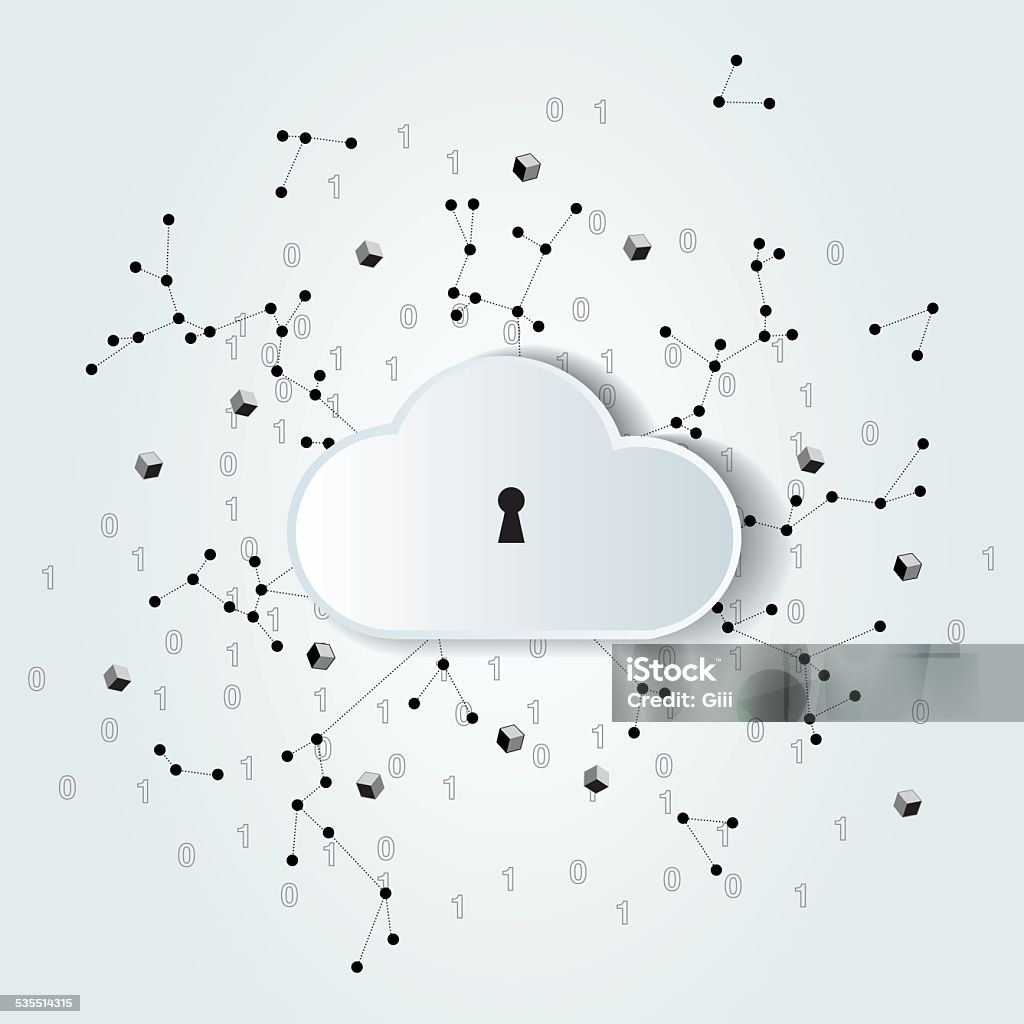 abstract internet security illustration abstract network design with a paper cloud and a keyhole Cloud Computing stock vector