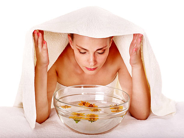 Facial massage in spa stock photo
