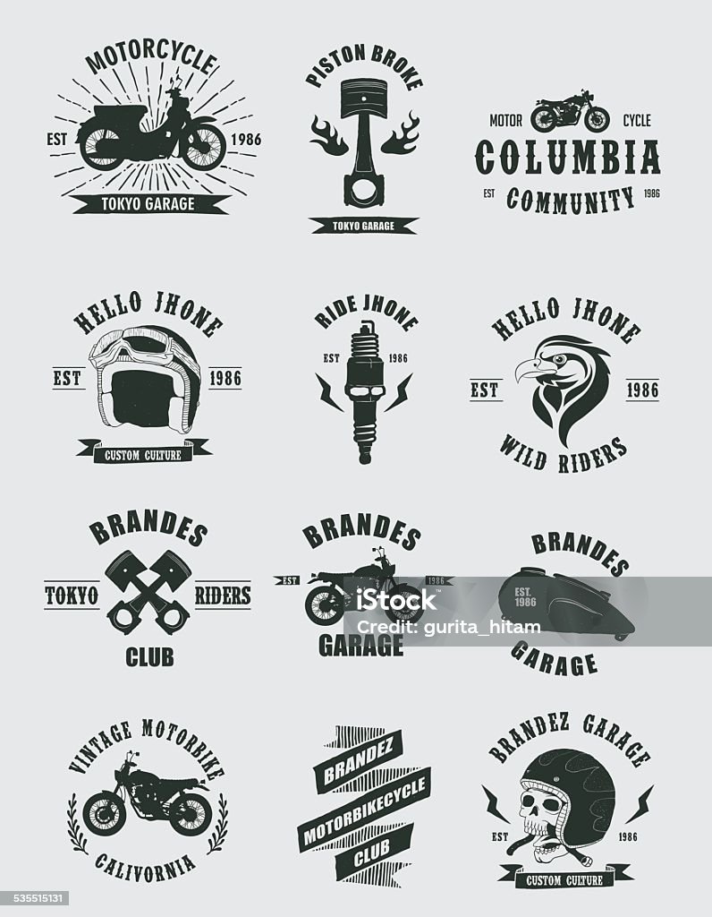 Vintage Badges Motorcycle Vintage Badges Motorcycle: Logo stock vector