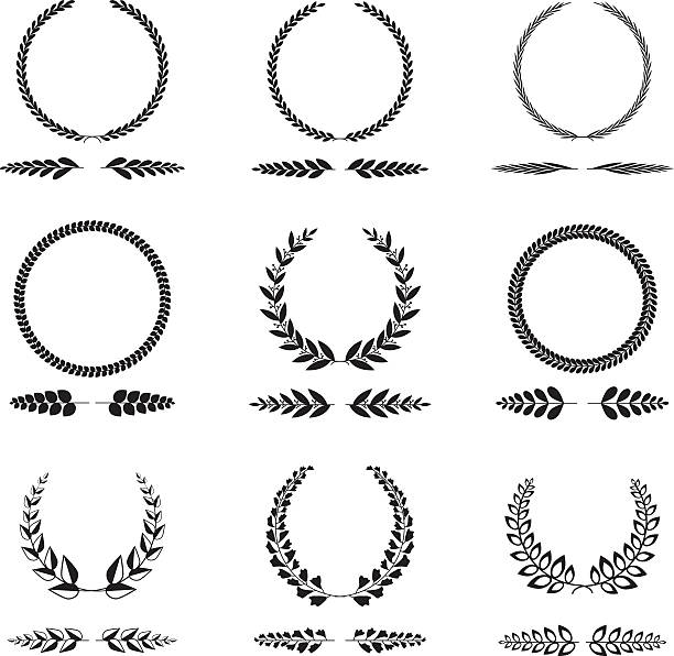 Isolated wreath set A set of different type of wreaths isolated on white background. Eps8. bay tree stock illustrations