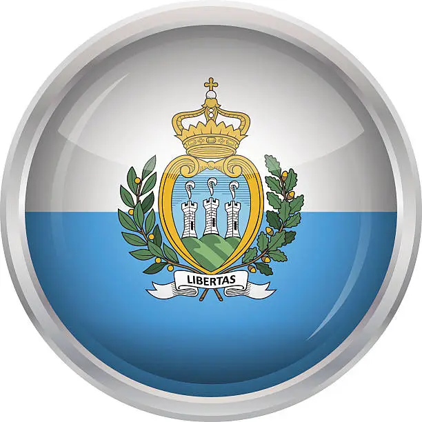 Vector illustration of Glossy Button - Flag of San Marino