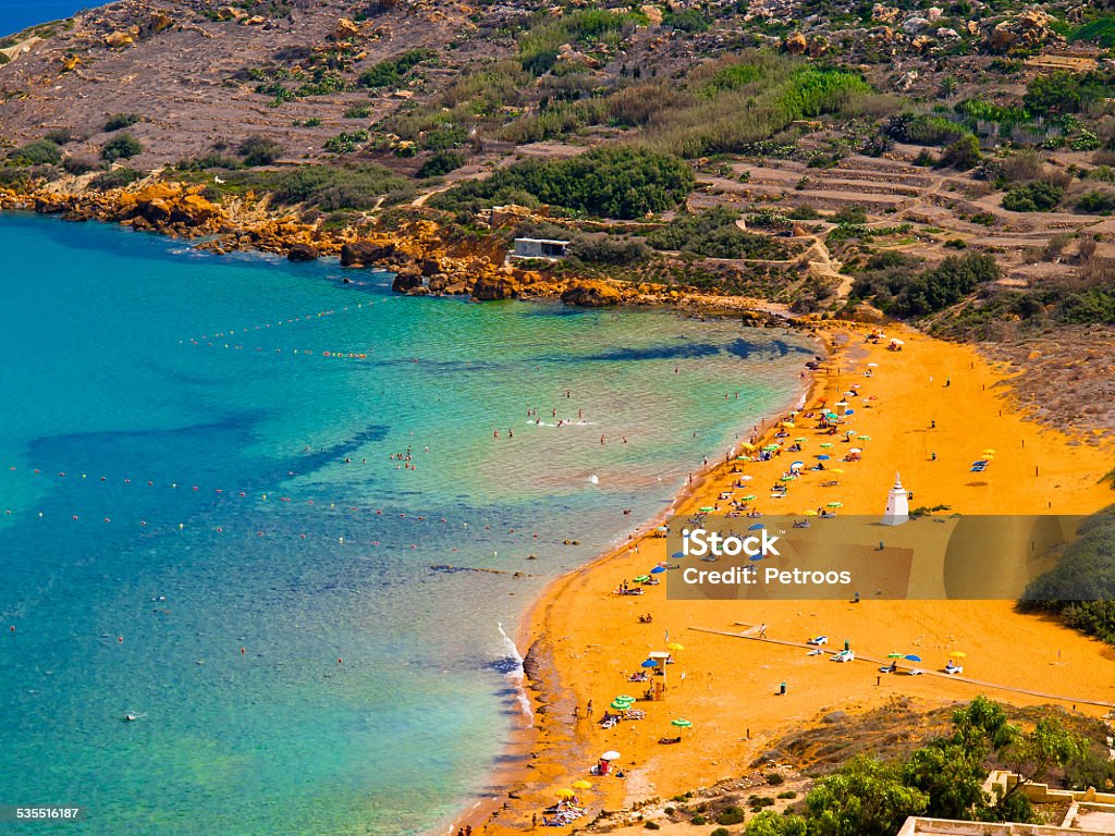 Vista de Ramla Bay, Gozo, em Malta. - Foto de stock de Malta royalty-free