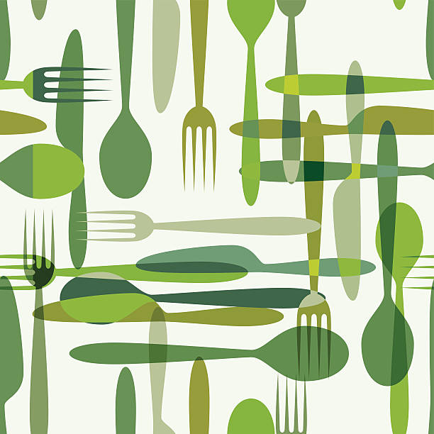 illustrazioni stock, clip art, cartoni animati e icone di tendenza di motivo di cucina - nobody table knife food dinner