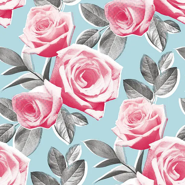 Vector illustration of Photo Real Roses Wallpaper Pattern
