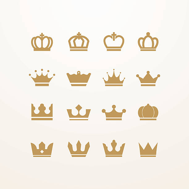 illustrations, cliparts, dessins animés et icônes de golden isolé couronne icônes - crown