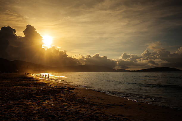 istock Brilliant vacation beach sunrise with colorful sand 535517382