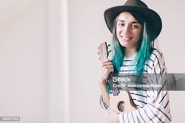 Young Hipster Ukelele Player Stock Photo - Download Image Now - 20-24 Years, 2015, Adult